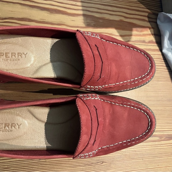 Sperry Shoes - Sperry Brick Red Leather Slip-Ons